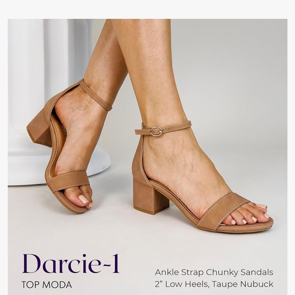 TOP Moda Women's Tan Ankle Strap Sandals (W/ BOX)